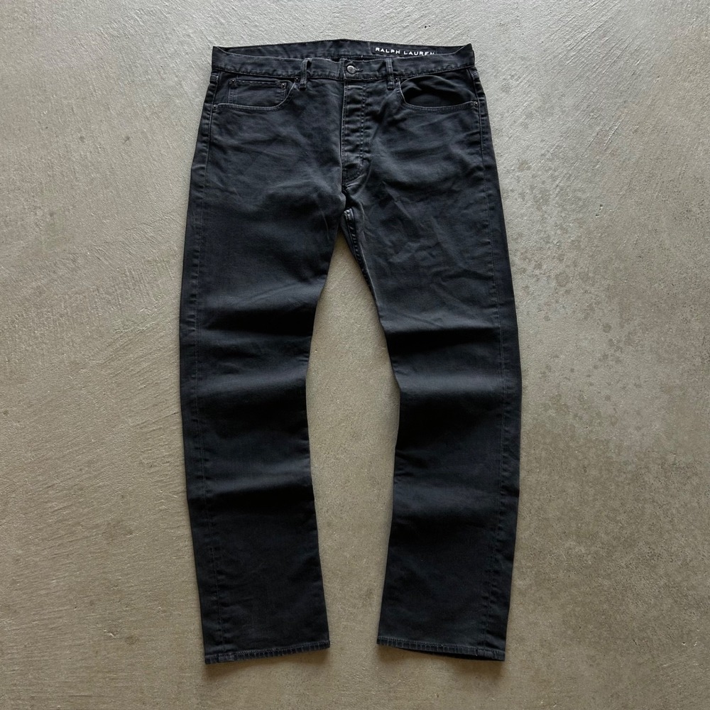 Polo Ralph Lauren Black Label Jeans Size 36x32 Black Dark Wash Straight Leg